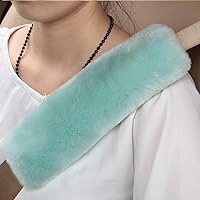 Genuine Sheepskin Soft Fuzzy Car Seat Belt Pad,Comdy Fluffy Seatbelt Straps Cover for Shoulder Pad Neck Cushion Protector Car Accessories(Mint Green, 1Pcs)
