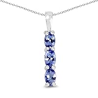 0.75 Carat Genuine Tanzanite .925 Sterling Silver Pendant