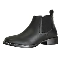Ankle Cowboy Boots for Men Square Toe Stylish Chelsea Dress Boots
