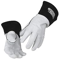 Lincoln Electric Grain Leather TIG Welding Gloves | High Dexterity | XL | K2981-XL, White/Black