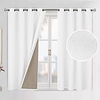 BGment Pure White Blackout Curtains 54 Inch Length for Bedroom 2 Panels Set, Linen Textured Thermal Insulation Soundproof Window Curtain Drapes with Grommet, 52 Inch Wide Each Panel