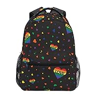 ALAZA Heart Rainbow Backpack for Women Men,Travel Trip Casual Daypack College Bookbag Laptop Bag Work Business Shoulder Bag Fit for 14 Inch Laptop