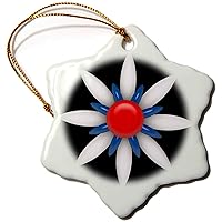 Cute Red, White, and Blue Flower Plastic Look Illustration - Ornaments (orn-222571-1)