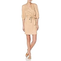 A｜X ARMANI EXCHANGE Women's 3/4 Sleeve Linen Wrap Mini Dress