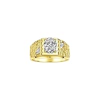 Rylos Men's Rings 14K Yellow Gold Designer Nugget Ring: Oval 9X7MM Gemstone & Sparkling Diamonds - Color Stone Birthstone Rings, Sizes 8-13. Mens Jewelry