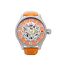 Gallucci Ladies Fashion Skeleton Automatic Wrist Watch with Crystal on Bezel, Arabic Figure Display and Color Dial Design