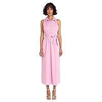 Maggy London Collared Neck Midi A-line Pockets and Button Placket | Casual Dresses for Women
