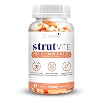 StrutVite Premium, Natural, High-Potency Healthy Hair, Skin, Nail Support Supplement - Biotin, Hydrolyzed Collagen, Keratin, Ashwagandha - Non-GMO, Gluten-Free, Vegan -60 Veggie Capsules