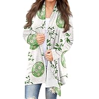 Easter Cardigan Sweaters for Women,Women's Long Sleeve Easter Egg and Bunny Printed Jacket Crew Neck Fashion Cardigan