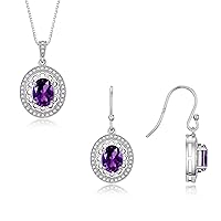 Matching Jewelry Set Sterling Silver Princess Diana Inspired: Ring & Pendant Necklace with 18