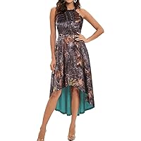 Camo Evening Formal Dresses Halter Wedding Guest Party Dress for Bridesmaid High Low