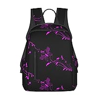 Purple And Black Butterfly Print Large-Capacity Backpack, Simple And Lightweight Casual Backpack, Travel Backpacks