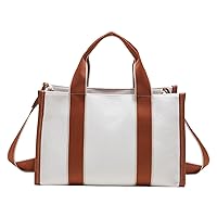 Striped Canvas Shoulder Bag Large Capacity Hit Color Tote Ladies Shopper Handbag Female Square Shape Crossbody Bag