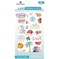 Paper House Productions Seasonal 30 Sheet Planner Sticker Book, Colors May Vary