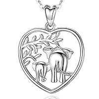 AEONSLOVE 925 Sterling Silver Lucky Elephant Tree of Life Forever Love Pendant Retro Anchor Celtic Knot Heart-Shpaed Elephant 18'' Necklace, Gift for Women Mom