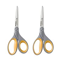 Westcott 13901 8-Inch Titanium Scissors For Office and Home, Yellow/Gray, 2 Pack