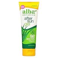 Alba Botanica Aloe Vera Gel for Skin, Cooling After Sun Treatment for Face and Body, Made with Purity Certified Aloe Vera Gel Formula, 8 fl. oz. Tube