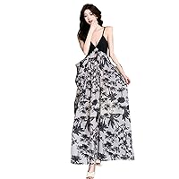 V-Neck Backless Dress Ink New Chinese Style Suspender Long Skirt for Women