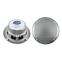 Lanzar 5.25 Inch Marine Speakers - 2 Way Water Resistant Audio Stereo Sound System with 300 Watt Power, Attachable Grills and Resin Treatment for Indoor and Outdoor Use - 1 Pair - AQ5DCS (Silver)