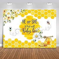 Mocsicka Honey Bee Gender Reveal Backdrop What Will Baby Bee Gender Reveal Background Honeycomb He or She Gender Reveal Party Decoration Banner Photo Booth Props (7x5ft)