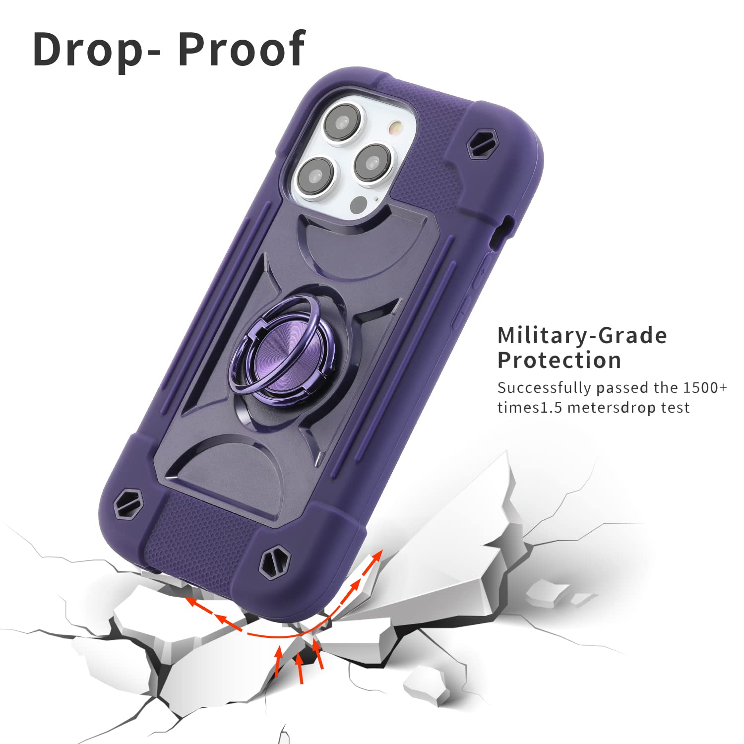MARKILL Compatible with iPhone 14 Pro Max Case 6.7 Inch with Ring Stand, [Soft Silicone and Hard Plastic ] Heavy-Duty Military Grade Shockproof Phone Cover for iPhone 14 Pro Max. (Deep Purple)