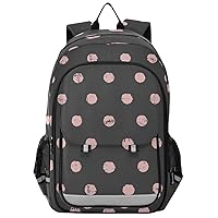 ALAZA Pink Polka Dots Black Vintage Backpack Bookbag Laptop Notebook Bag Casual Travel Trip Daypack for Women Men Fits 15.6 Laptop