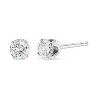 14K Gold Round Brilliant Cut Lab Grown Diamond 4-Prong Classic Solitaire Stud Earrings (F-G Color, VS1-VS2 Clarity) - Choice of Carat Weight and Metal Color
