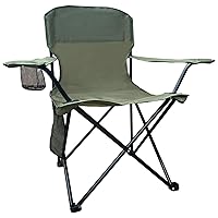 Beach Camp Cup Holder, Storage Pocket, Waterproof Bag Outdoor Arm Chair, Supports 225LBS, Green