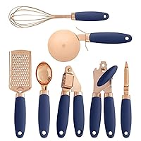 7 Pc Kitchen Gadget Set Copper Coated Stainless Steel Utensils Ice Scream Scoop Peeler Garlic Press Cheese Grater Whisk Baking Tools And Accessories For Kids Cute Cookie Gadgets Teens Cakes