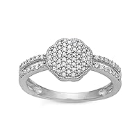 1/3 Carat Total Weight (CTTW) Natural Diamonds Flower Shape Ring in Rhodium Plated Sterling Silver - Gift for Women, Wife, Girls