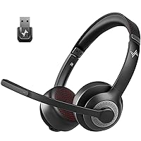 Wireless Headset with AI Noise Cancelling Microphone Bluetooth Headset - Bluetooth V5.2 Headphones with USB Dongle & Mic Mute for Computer/Laptop/PC/iPhone/Android/Cell Phones/Zoom