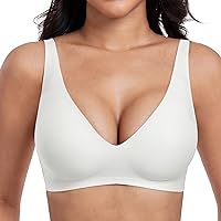 OXYIBRAS Fashionable Deep V Minimiser Bra Women's Without Underwire Soft Bralette Women's Bras Ultra Comfortable T Shirt Sleep Bra with Additional Bra Extension