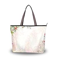My Daily Women Tote Shoulder Bag Watercolor Flower Spring Handbag
