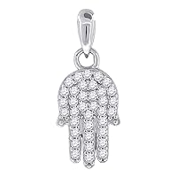 925 Sterling Silver Womens Mens Unisex CZ Cubic Zirconia Simulated Diamond Hamas Religious Fashion Charm Pendant Necklace Jewelry for Men