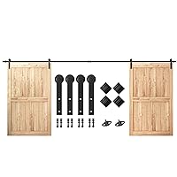 SMARTSTANDARD 18ft Heavy Duty Sturdy Double Sliding Barn Door Hardware Kit -Smoothly and Quietly -Easy to Install -Includes Installation Instruction Fit 54