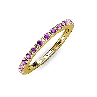 Amethyst 1/2 ctw French Set Women Eternity Ring Stackable 14K Gold