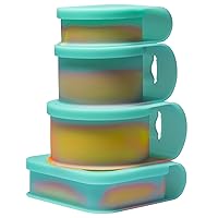 Silipint Silicone Go Go Bowls: Set Of 4: Aurora - Sizes: 10, 20, 30 oz & Sandwich Size - Unbreakable, Sustainable, Seasonal Color