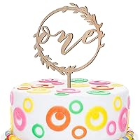 Wooden One Cake Topper - 1st Birthday Cake Topper Decoration Supplies, Suitable for Baby Shower Favors, Baby First Birthday Party or Baby Photo Booth Props (Style G)