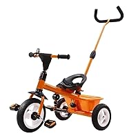 Bicycle1-6 Year Old Children Tricycle Infants Indoor and Outdoor Bicycles Portable Storage Baskets 3 Colors Outdoor Push Tricycles (Color : Yellow) (Color : Orange)