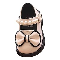 Girls Mary Jane Shoes Cute Bow Soft First Walking Princess Shoes for Party Baby Trendy Dress Shoes with Adjustic Hooks