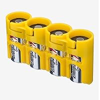 by Powerpax Slimline CR123 Battery Storage Caddy, Yellow, Holds 4 Batteries (Not Included)