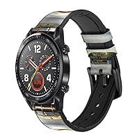 CA0387 Vintage Deep Sea Diver Helmet Leather & Silicone Smart Watch Band Strap for Wristwatch Smartwatch Smart Watch Size (20mm)