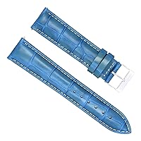 Ewatchparts 18MM LEATHER WATCH BAND STRAP COMPATIBLE WITH FRANCK MULLER WATCH LIGHT BLUE WHITE STITCH