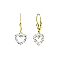 Dazzle Touch 2.00 Ct Round Cut Simulated Diamond Heart Drop/Dangle Earring 925 Sterling Silver In 14K Yellow Gold Plated