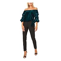 MSK Womens Stretch Ruched Bow 3/4 Sleeve Off Shoulder Party Top