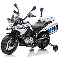 12V 7AH Kids Motorcycle, Ride On Police Motorcycle, Licensed BMW Kids Car with High/Low Speed,EVA Tire, 2 Storage Boxes,Warning Lights and LED Headlights,Spring Suspension, Music for Boys Girls