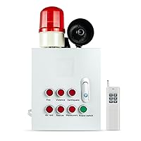 Wireless Alarm Siren Controller 2000m Remote Control or Button Fire Air Raid Earthquake Emergency Security Siren with 120dB Loud Horn 6 Different Tones AC110-120V