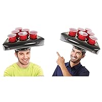Kovot 2-Player Pong Hat Set: 2 Inflatable Cup Holder Hats, 12 Red Cups, and 2 Pong Balls for Endless Party Fun!