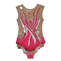 LIUHUO Rhythmic Gymnastics Leotards Pink Full Diamond Sleeveless Competition Performance