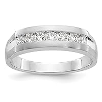 14k White Gold 7 stone 1/2 Carat Diamond Mens Channel Band Size 10.00 Jewelry Gifts for Men